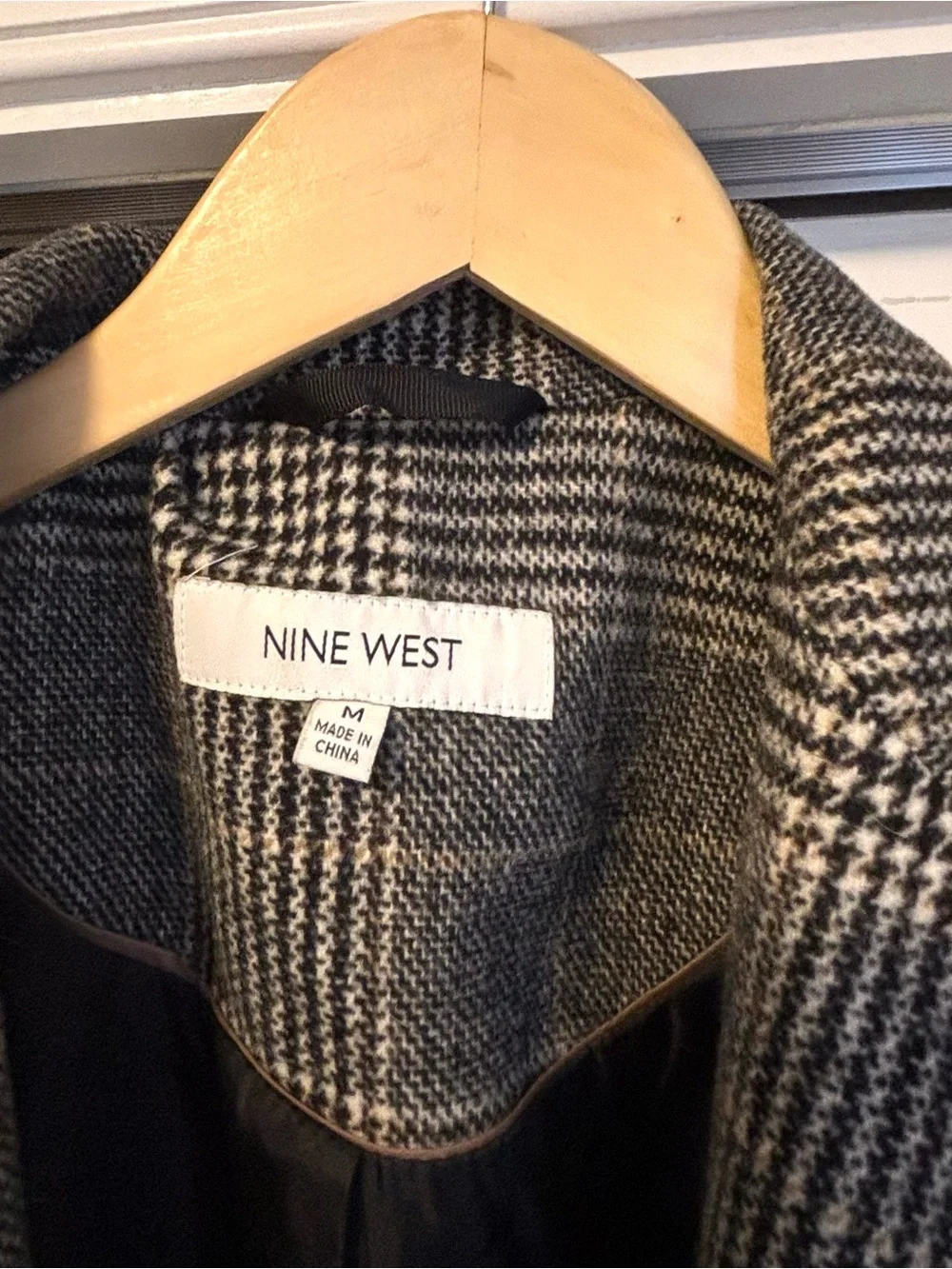 Nine West Gray Plaid Pea Coat